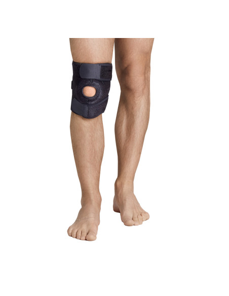 Stabilizator kolana z pierścieniem na rzepkę, zapinany na rzep – krótki – AR-6630 czarny