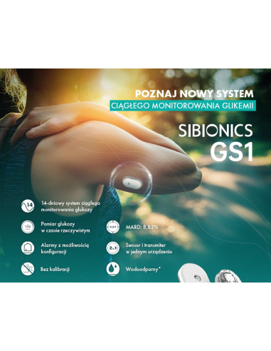 System Sibionics GS1 sensor z aplikatorem do ciągłego monitorowania glikemii w cukrzycy