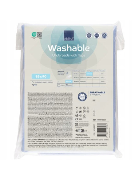 Podkład chłonny wielorazowy nieprzemakalny na łóżko 85x90cm z zakładkami Abena Podkład chłonny wielorazowy nieprzemakalny na łóżko 85x90cm z zakładkami Abena