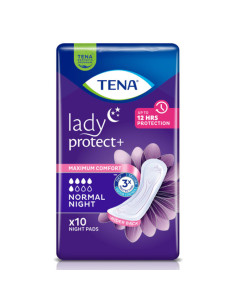 Tena Lady Protect+ Normal Night urologiczne wkładki typu pieluchy anatomiczne dla kobiet 10 sztuk