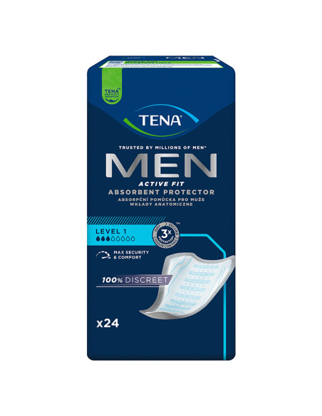 Tena Men Active Fit Level 1 wkładki chłonne urologiczne dla mężczyzn na nietrzymanie moczu 24 sztuki