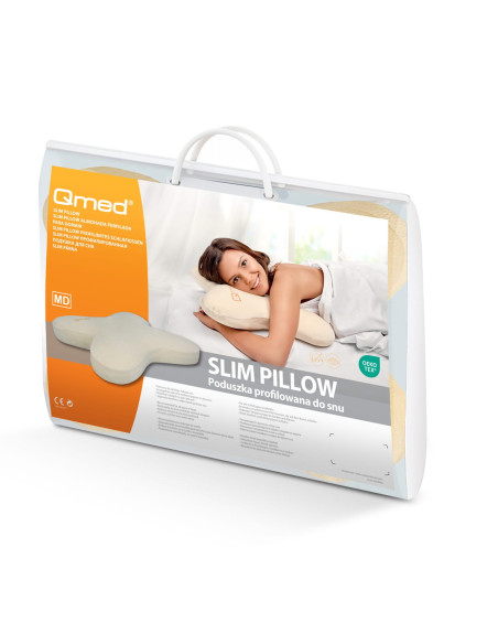 Poduszka ortopedyczna profilowana do spania na brzuchu typu motylek Qmed Slim Pillow