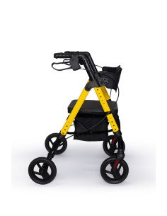 Podpórka czterokołowa rehabilitacyjna, chodzik aluminiowy na kółkach składany Reha Fund Marsylia żółty 2