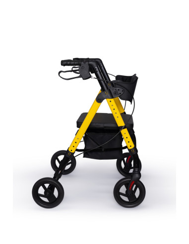 Podpórka czterokołowa rehabilitacyjna, chodzik aluminiowy na kółkach składany Reha Fund Marsylia RF-617 żółta