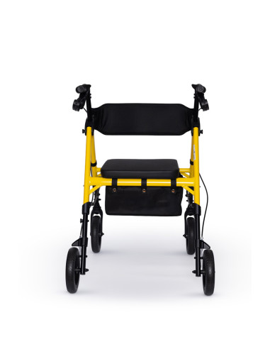 Podpórka czterokołowa rehabilitacyjna, chodzik aluminiowy na kółkach składany Reha Fund Marsylia RF-617 żółta