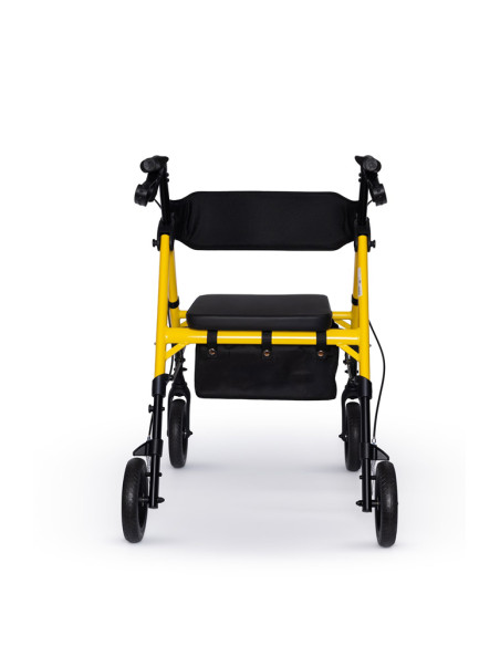 Podpórka czterokołowa rehabilitacyjna, chodzik aluminiowy na kółkach składany Reha Fund Marsylia RF-617 żółta