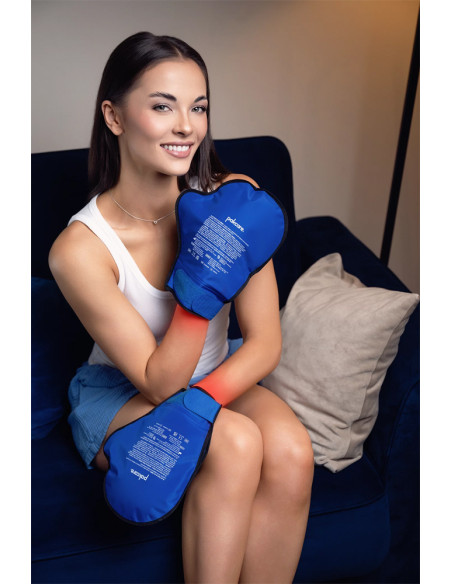 Rękawice terapeutyczne chłodząco grzejące na dłonie, kompres żelowy zimno ciepło na ręce