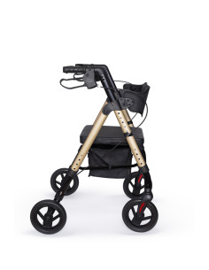 Podpórka czterokołowa rehabilitacyjna, chodzik aluminiowy na kółkach składany Reha Fund Marsylia RF-617 złota 2