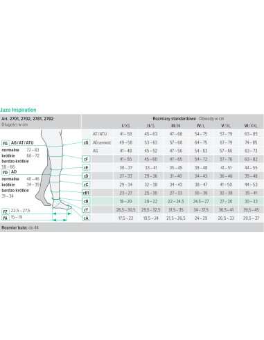 Juzo Inspiration CCL2 Podkolanówki uciskowe II stopnia kompresji (23-32mmHg)