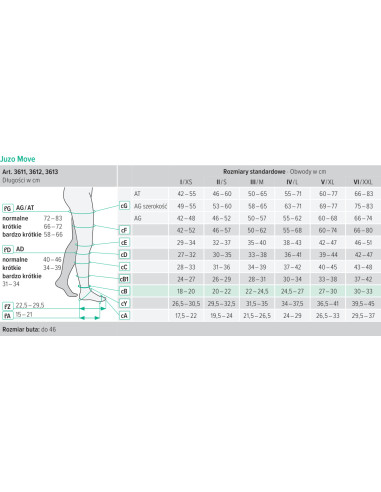 Juzo Move CCL1 Podkolanówki uciskowe I stopnia kompresji (18-21mmHg)