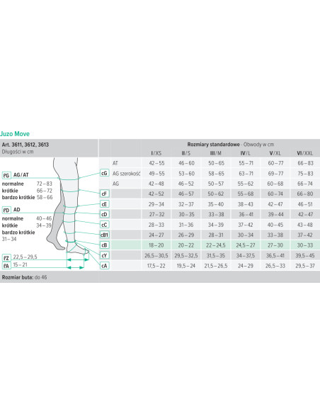 Juzo Move CCL2 Podkolanówki uciskowe II stopnia kompresji (23-32mmHg)