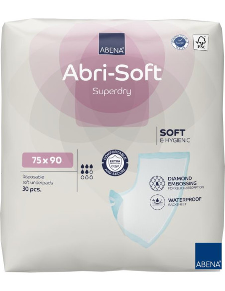 Podkłady chłonne jednorazowe z taśmą samoprzylepną 75x90cm Abena Abri-Soft 30 sztuk