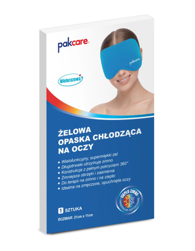 Opaska żelowa chłodząca i grzejąca na oczy, kompres termiczny na obrzęki, ból zatok, migreny