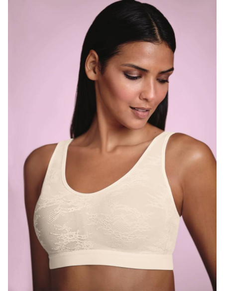 Biustonosz bez fiszbin, top z usztywnioną miseczką do protezy piersi dla Amazonek Anita Essential Lace 4700X 612 krystaliczny